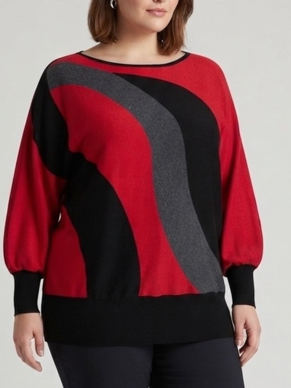 😍CLEARANCE - STYLE & CO Red Black Grey Color Block Sweater Plus size XL